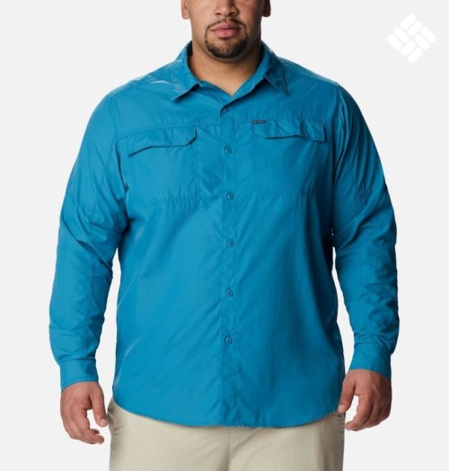 Men's Columbia Silver Ridge 2.0 Long Sleeve Shirts Blue | Plus Size CA-C4L68